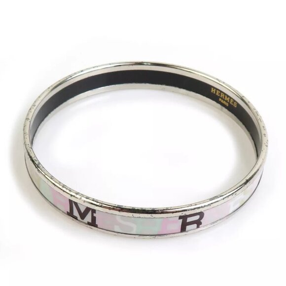 Auth HERMES Cloisonne Bangle Bracelet Silver/Multicolor Metal/Enamel - Picture 3 of 14